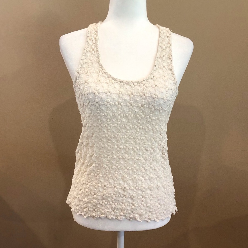 Alya Crochet Ecru Tank, Size S